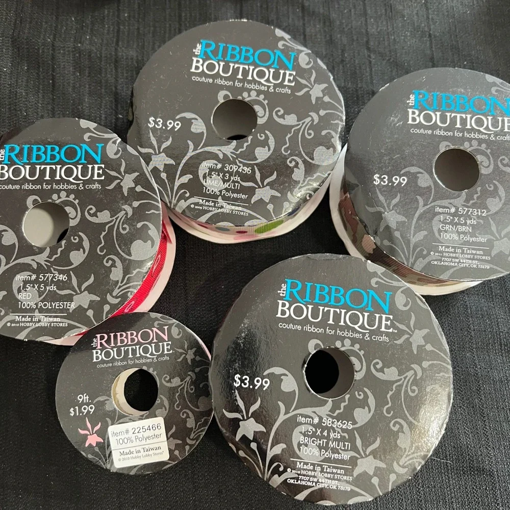 Lot of 10 Ribbon Spools The Ribbon Boutique Offray Venus Paisley Camo Dots Multi